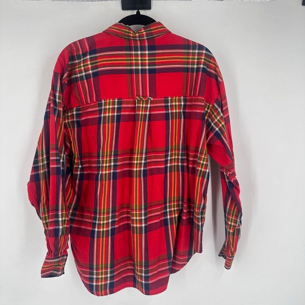 Liz‎ Claiborne Sport Vintage Tartan Plaid Button Down Shirt Size M Red Classic - Picture 8 of 11